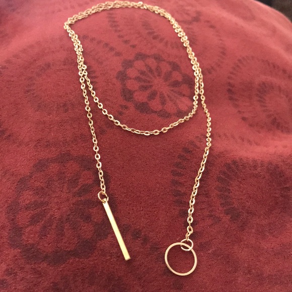 New Forever Layering Circle& Bar Lariat Necklace - Picture 4 of 4